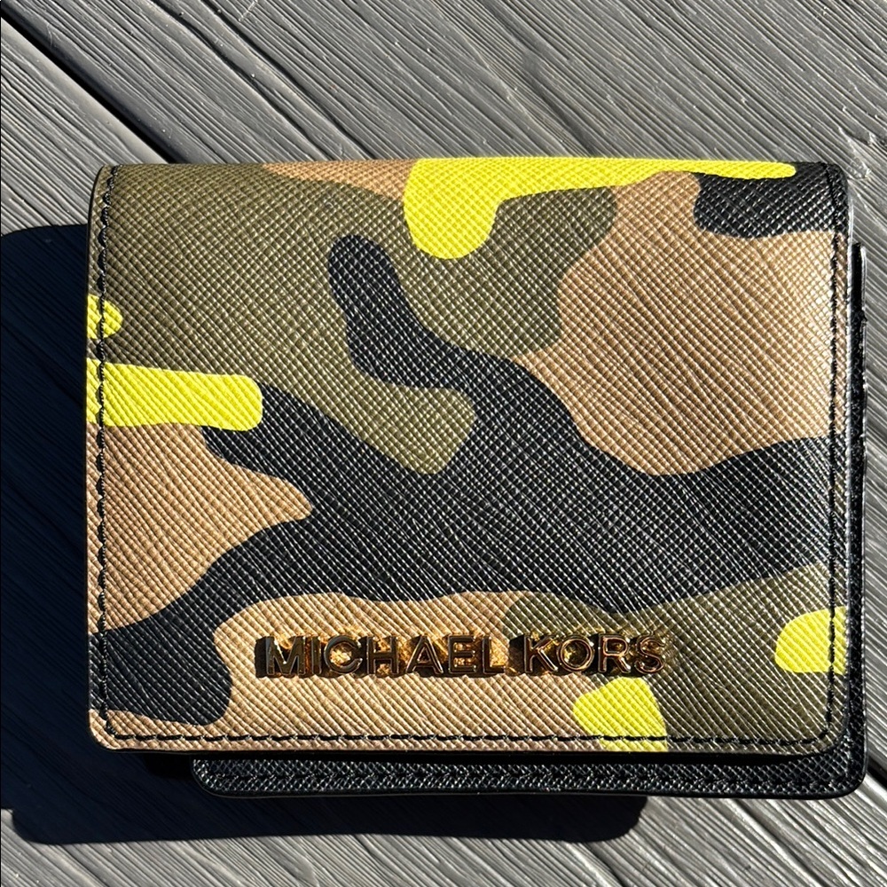 Michael Kors Yellow and Brown Key Card Holder